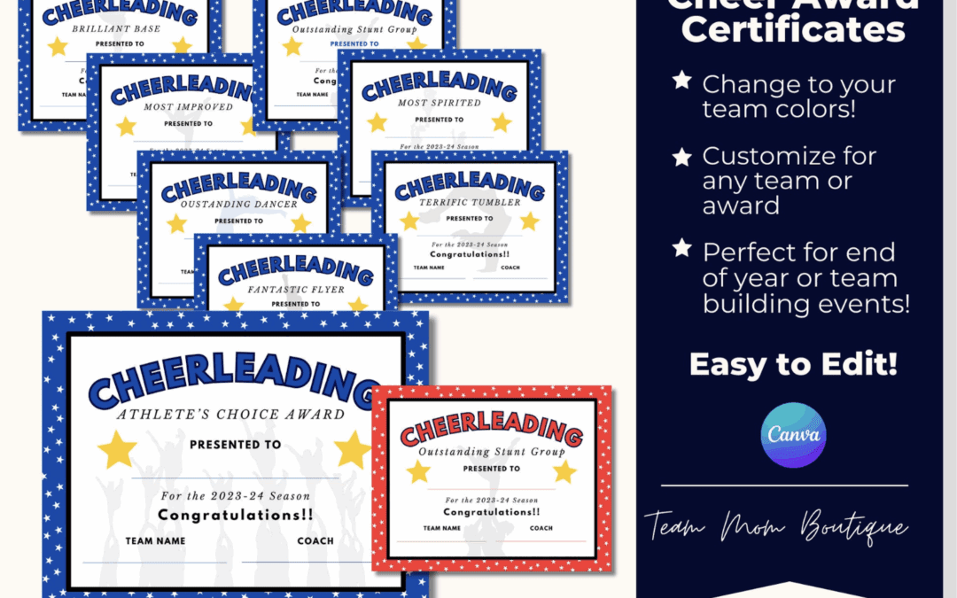 Cheer Award Certificate | Cheer Printables | Cheer Certificate